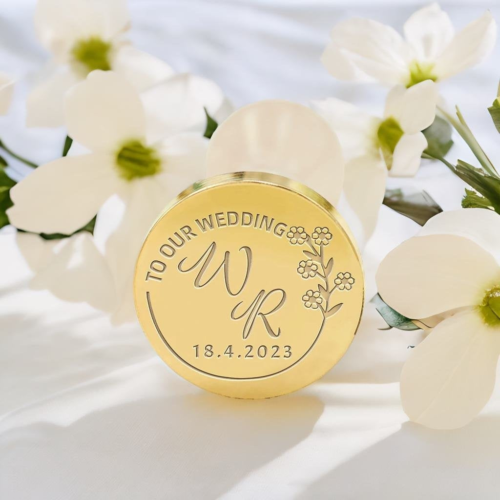 Floret Circle Wedding Custom Wax Seal Stamp with Double Initials