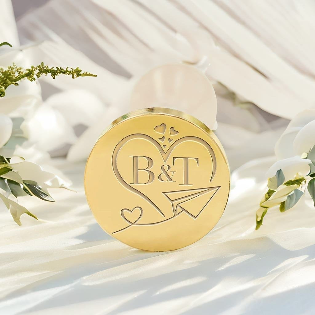 Love Trip Wedding Custom Wax Seal Stamp with Double Initials-1