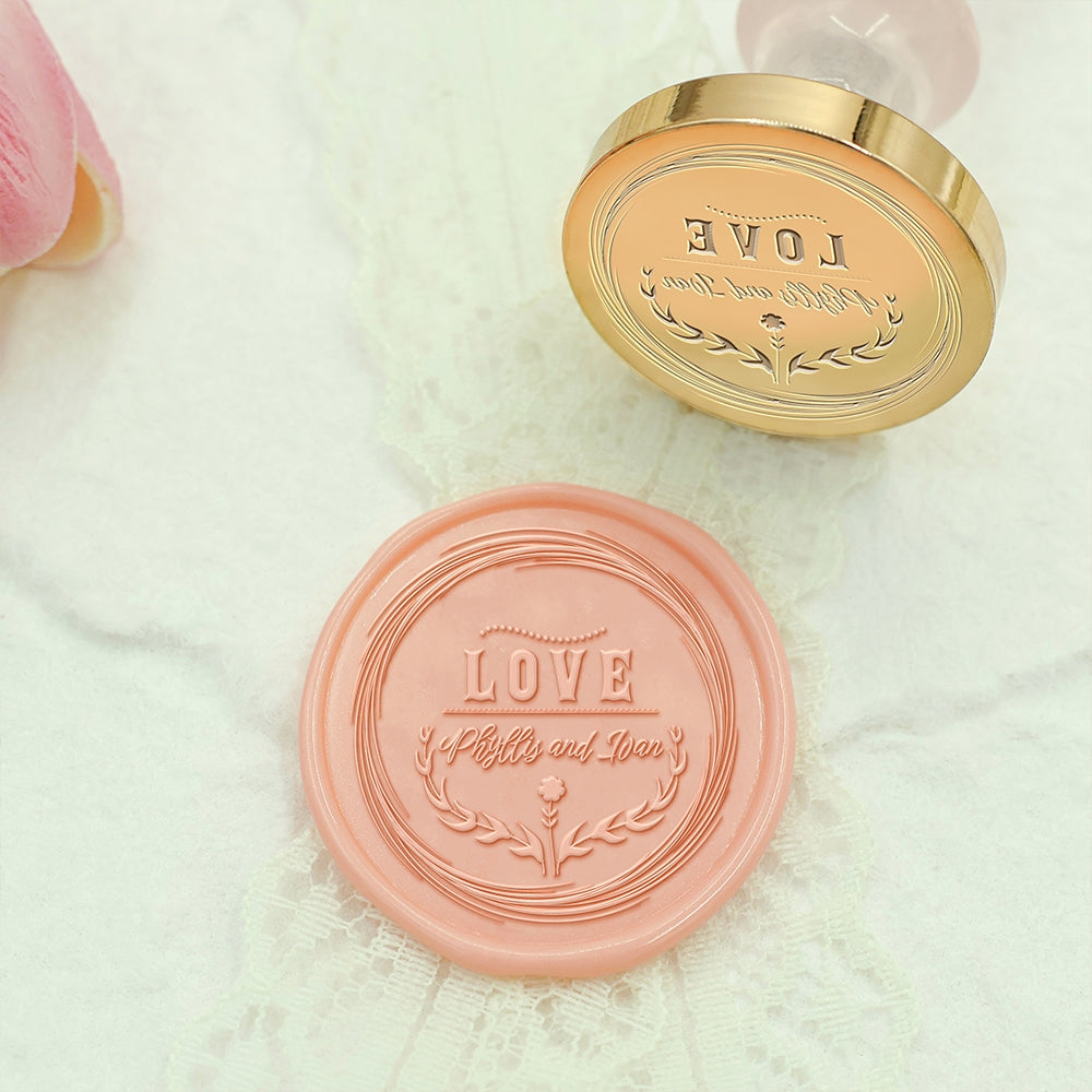 LOVE Wedding Custom Wax Seal Stamp with Couple's Names-1